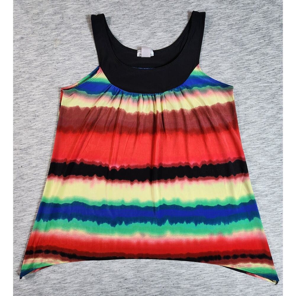 Promises Tie Dye Crew Neck Tank Top Flowy Sleeveless Womens Size Large Colorful